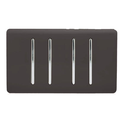 Trendi Switch 4 Gang Light Switch (3x 1 or 2 Way & 1 x Intermediate)in Dark Mocha Brown