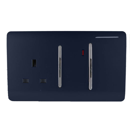 Trendi Switch 45 Amp Cooker Switch & 13 Amp Plug Socket with Neonin Navy Blue