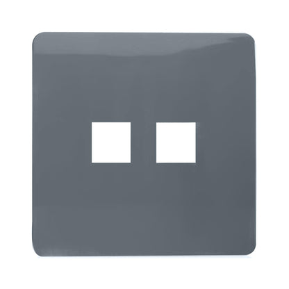 Trendi Switch 2 Gang Spare Faceplate For Modern Designer Telephone Slave Socket in Warm Grey