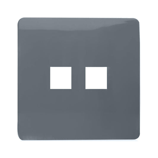 Trendi Switch 2 Gang Spare Faceplate For Modern Designer Telephone Slave Socket in Warm Grey