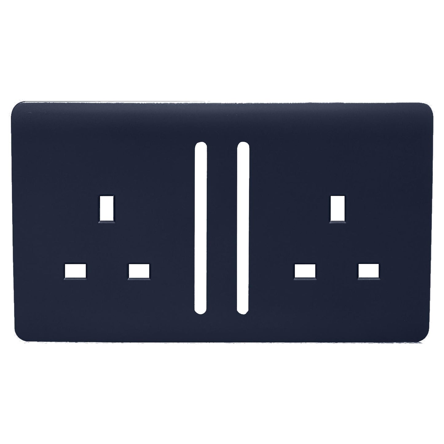 Trendi Switch 2 Gang Long Switched Spare Faceplate For Modern Designer Plug Socket in Navy Blue