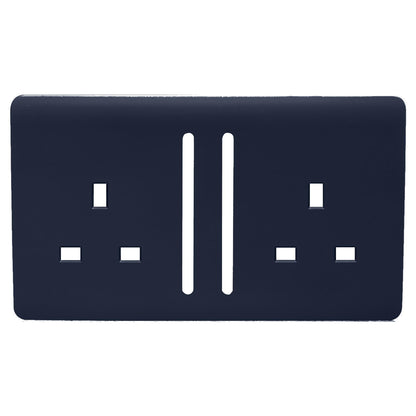 Trendi Switch 2 Gang Long Switched Spare Faceplate For Modern Designer Plug Socket in Navy Blue