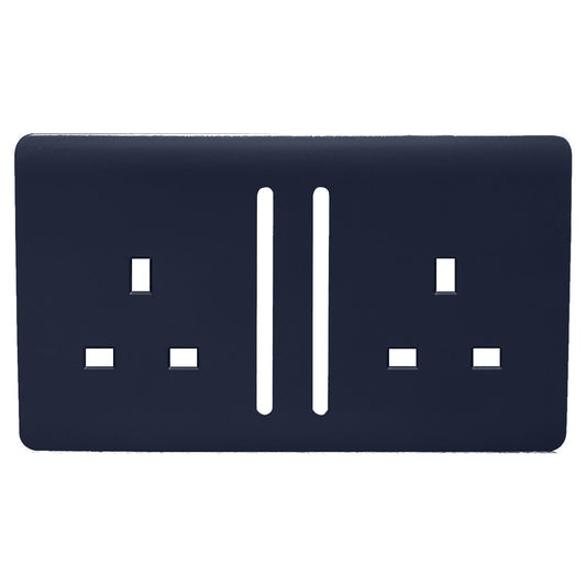 Trendi Switch 2 Gang Long Switched Spare Faceplate For Modern Designer Plug Socket in Navy Blue