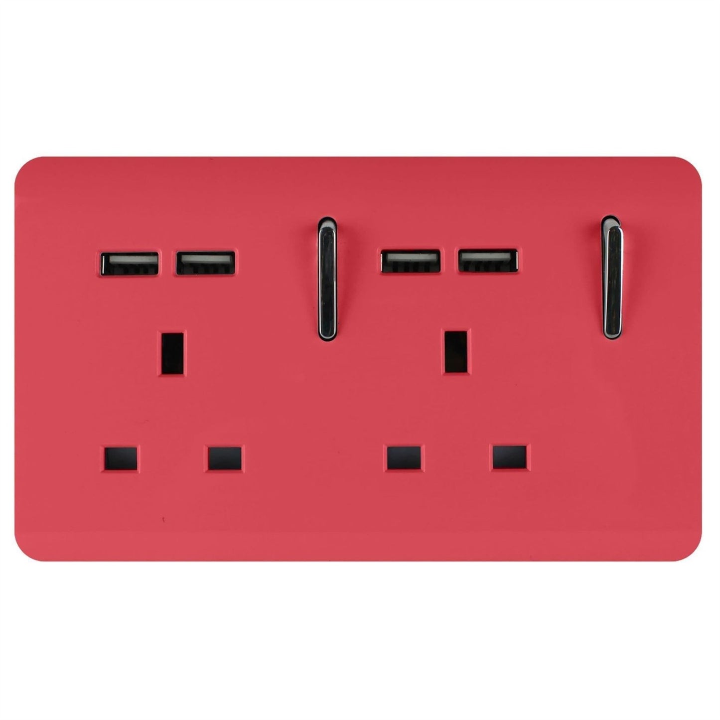 Trendi Switch 2 Gang 4 Port USB Spare Faceplate For Modern Designer Plug Socket in Strawberry Red