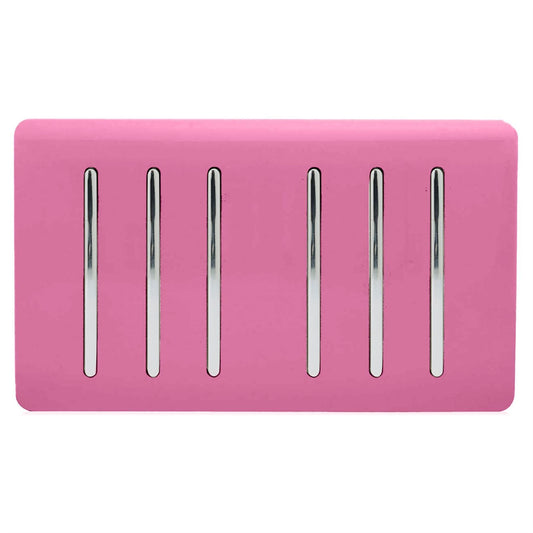 Trendi Switch 6 Gang 1 or 2 Way Light Switchin Candy Pink