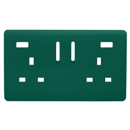 Trendi Switch 2 Gang USB Spare Faceplate For Modern Designer Plug Socket in Dark Forest Green