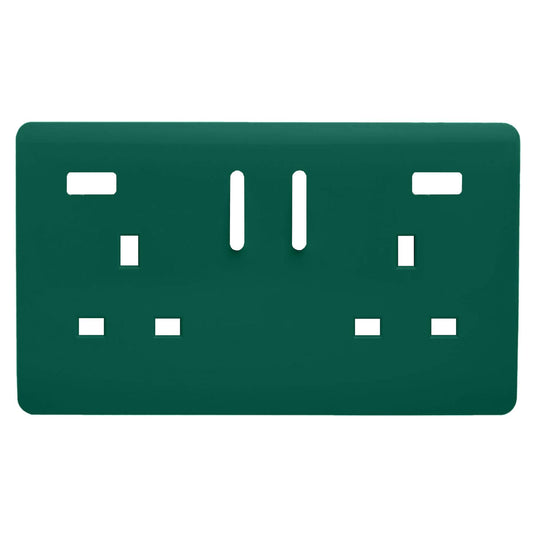 Trendi Switch 2 Gang USB Spare Faceplate For Modern Designer Plug Socket in Dark Forest Green