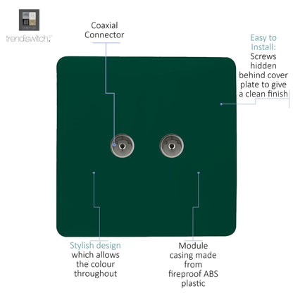 Trendi Switch 2 Gang Female Co-Axial Television Socket in Dark Forest Green