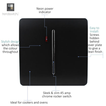 Trendi Switch 1 Gang 20 Amp Heavy Duty Rocker Switch in Piano Black