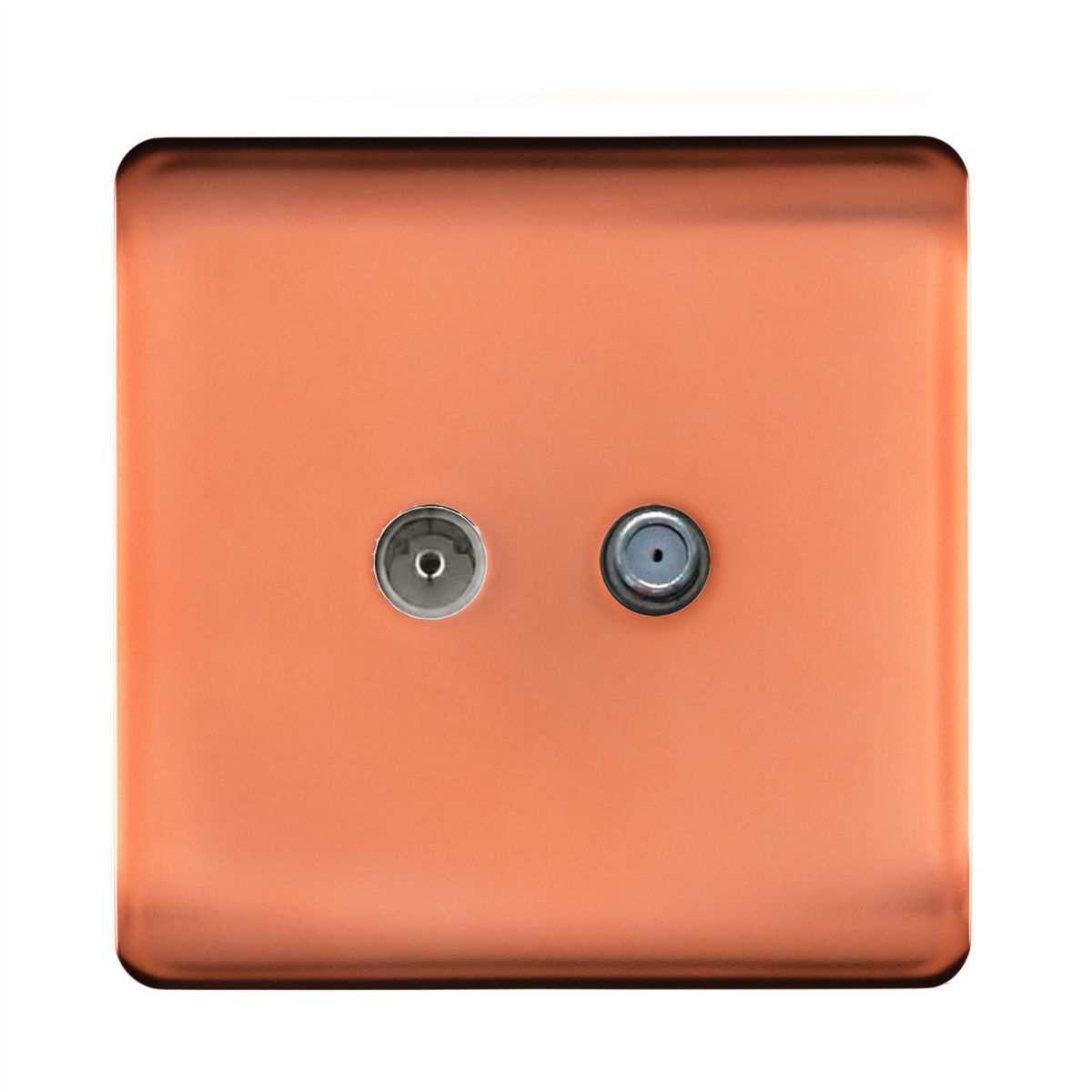 Trendi Switch TV Co-Axial & F-Type Satellite Socket in Copper