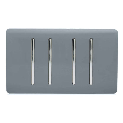 Trendi Switch 4 Gang Light Switch (2x 1 or 2 Way & 2 x Intermediate)in Warm Grey