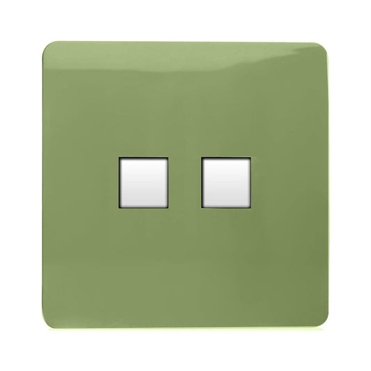 Trendi Switch 2 Gang RJ45 Cat 5e PC Ethernet Socketin Moss Green