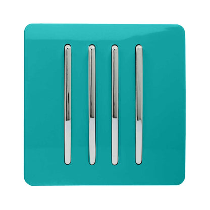 Trendi Switch 4 Gang 1 or 2 way Rocker Light Switch in Bright Teal