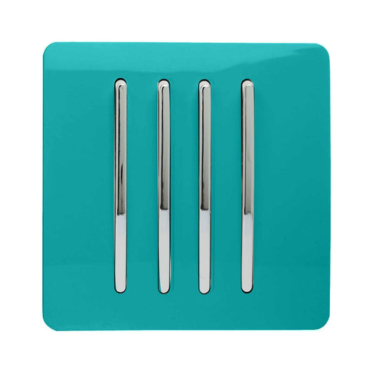 Trendi Switch 4 Gang 1 or 2 way Rocker Light Switchin Bright Teal