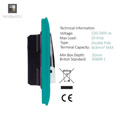 Trendi Switch 1 Gang 20 Amp Heavy Duty Rocker Switch in Bright Teal