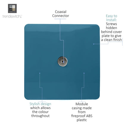 Trendi Switch 1 Gang Female Co-Axial Television Socket in Midnight Blue