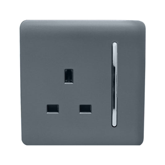 Trendi Switch 1 Gang 13 Amp Switched Spare Faceplate For Modern Designer Plug Socket in Warm Grey