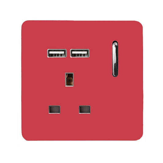 Trendi Switch 1 Gang USB Spare Faceplate For Modern Designer Plug Socket in Strawberry Red