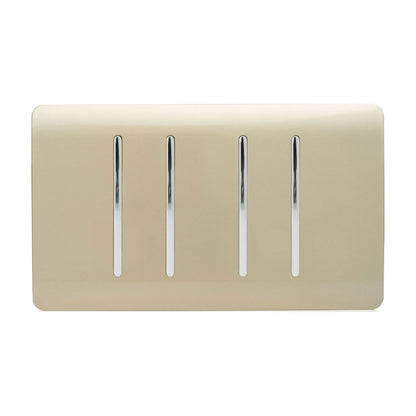 Trendi Switch 4 Gang Light Switch (3x 1 or 2 Way & 1 x Intermediate)in Champagne Gold