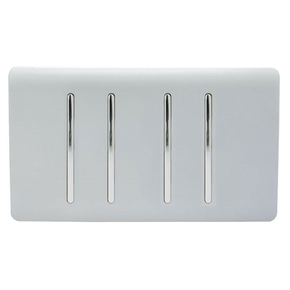 Trendi Switch 4 Gang Light Switch (2x 1 or 2 Way & 2 x Intermediate)in Platinum Silver
