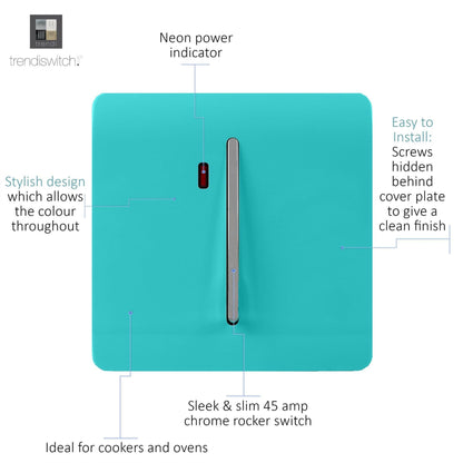 Trendi Switch 1 Gang 20 Amp Heavy Duty Rocker Switch in Bright Teal