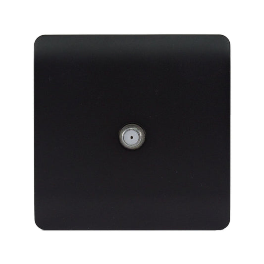 Trendi Switch 1 Gang Male F-Type Satellite Television Socketin Matt Black