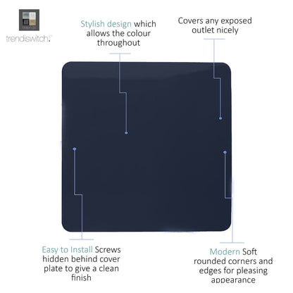 Trendi Switch Single Blanking Plate in Navy Blue