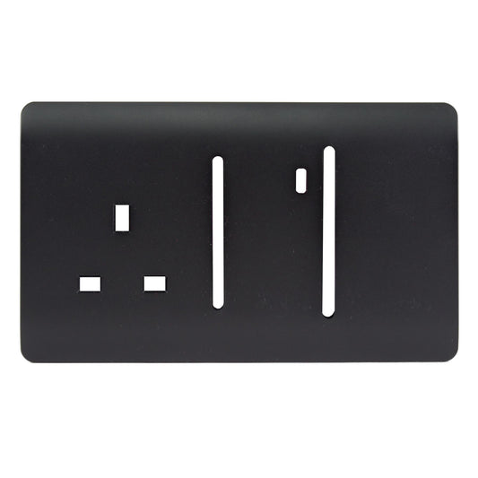 Trendi Switch Spare Faceplate For Cooker Switch & Plug Socket with Neon in Matt Black