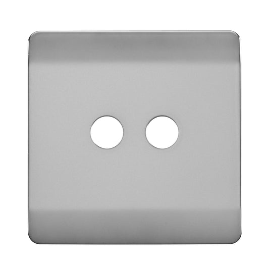 Trendi Switch 2 Gang Spare Faceplate For Co-Axial Modern Designer Television Socket in Brushed Steel