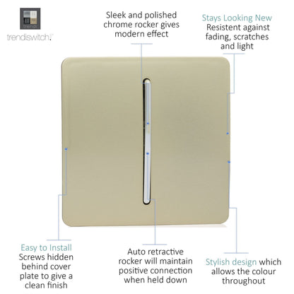 Trendi Switch 1 Gang Retractive Home Automation Switch in Champagne Gold