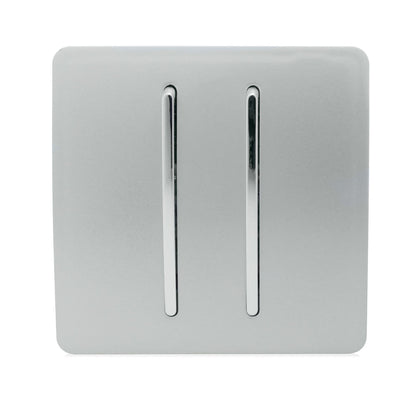 Trendi Switch 2 Gang 1 or 2 way Rocker Light Switch in Platinum Silver