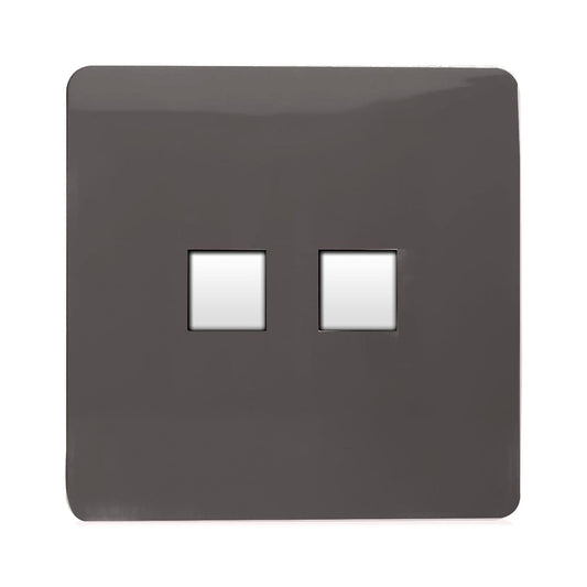 Trendi Switch 2 Gang RJ45 Cat 6 Modern Designer PC Ethernet Socketin Dark Mocha Brown