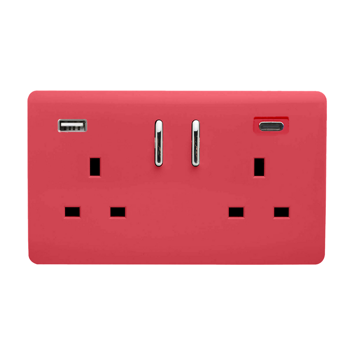 Trendi Switch 2 Gang USB 45W Type A & C USB Plug Socket in Strawberry