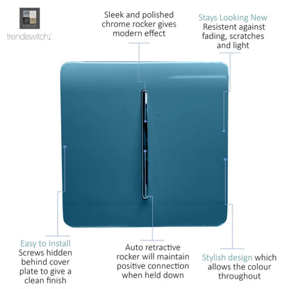 Trendi Switch 1 Gang Retractive Home Automation Switch in Ocean Blue