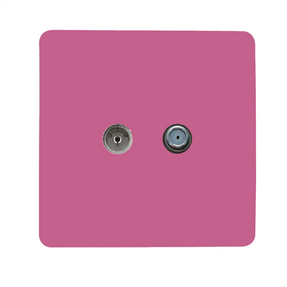 Trendi Switch TV Co-Axial & F-Type Satellite Socket in Candy Pink