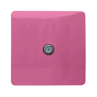 Trendi Switch 1 Gang Male F-Type Satellite Television Socket in Candy Pink