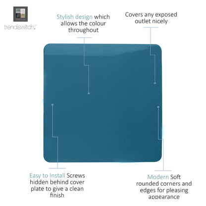 Trendi Switch Single Blanking Plate in Ocean Blue
