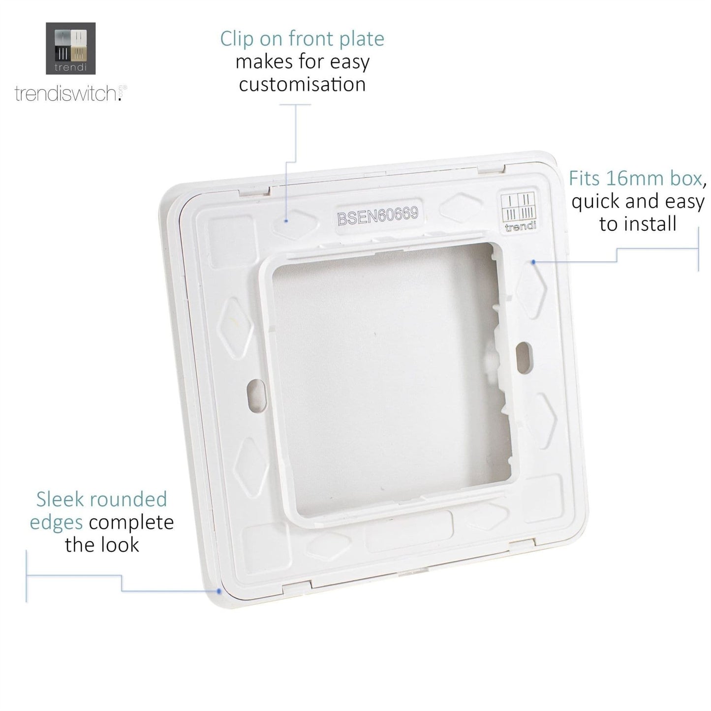Trendi Switch Single Blanking Platein Ice White