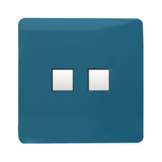 Trendi Switch 2 Gang RJ45 Cat 5e PC Ethernet Socketin Ocean Blue