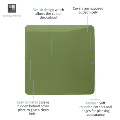 Trendi Switch Single Blanking Plate in Moss Green