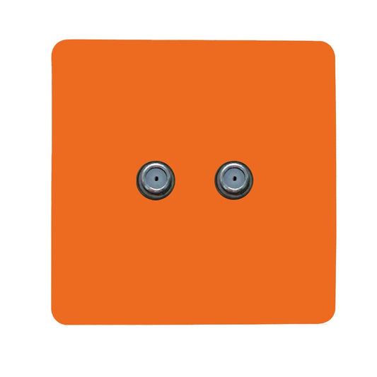 Trendi Switch 2 Gang Male F-Type Satellite Television Socketin Sunset Orange