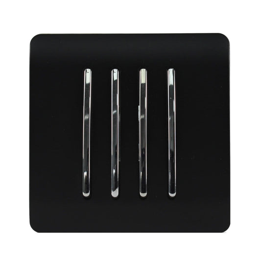 Trendi Switch 4 Gang 1 or 2 way Rocker Light Switchin Matt Black