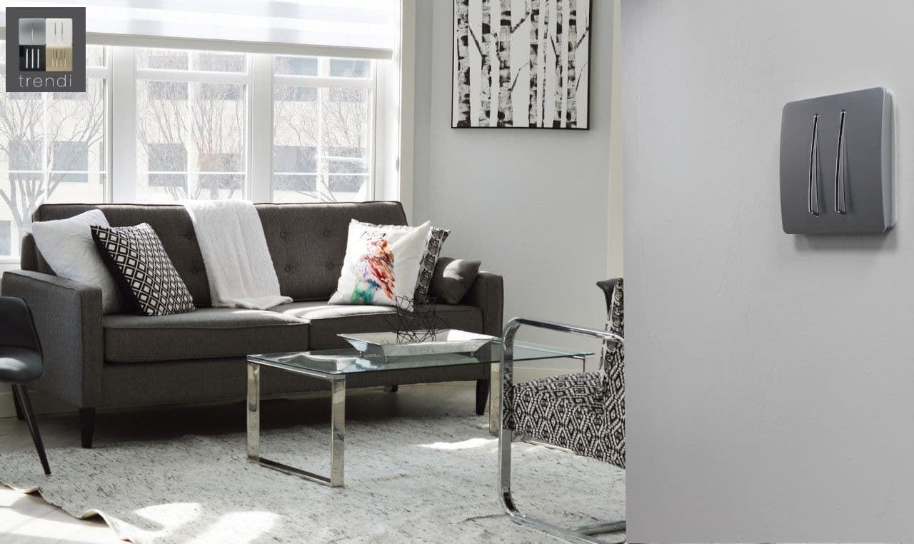 Trendi Switch 2 Gang 1 or 2 way Rocker Light Switchin Platinum Silver