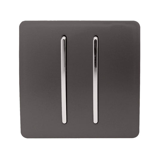 Trendi Switch 2 Gang Rocker Light Switch (1x 1 or 2 way & 1x Intermediate)in Dark Mocha Brown