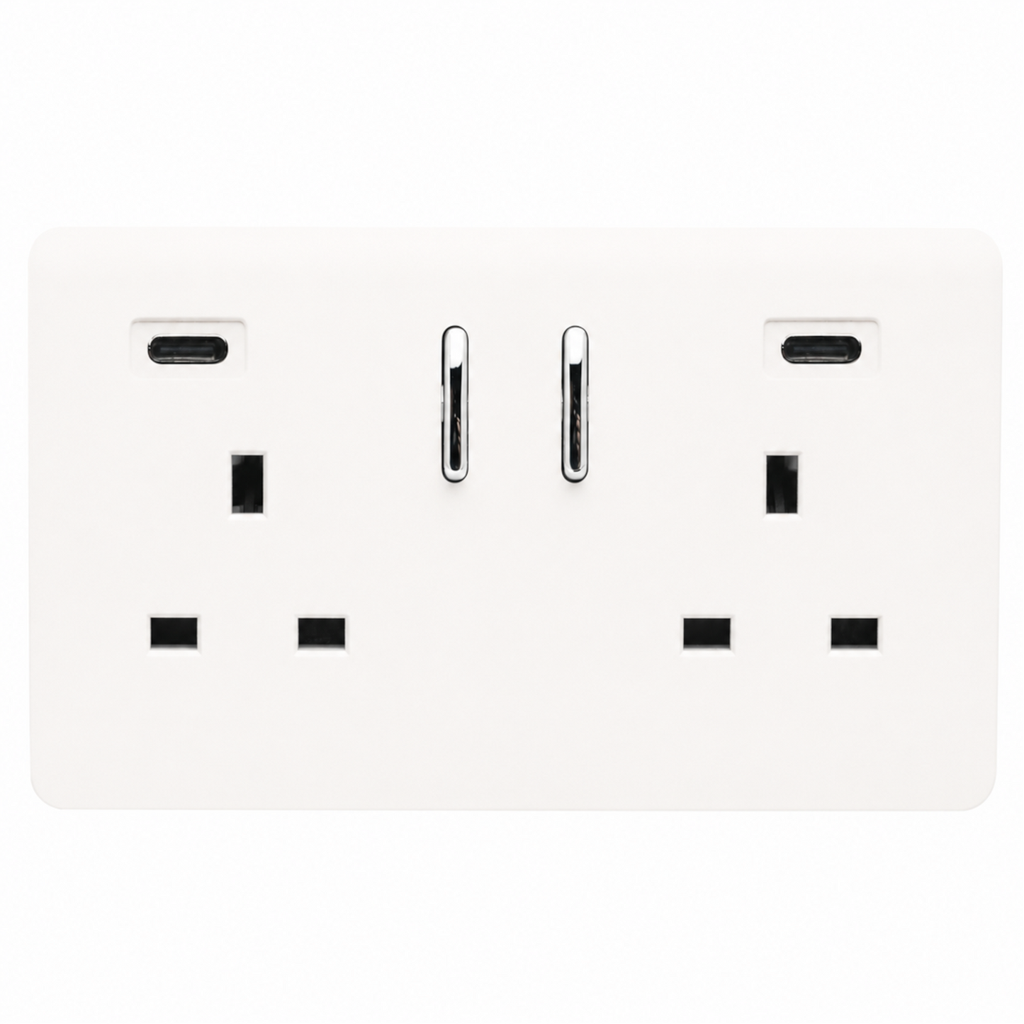 Trendi Switch 2 Gang USB 24W Type C USB Plug Socket in Matt White