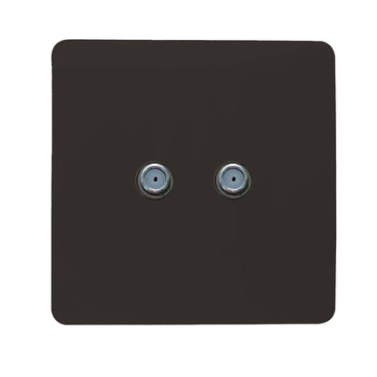 Trendi Switch 2 Gang Male F-Type Satellite Television Socket in Dark Mocha Brown