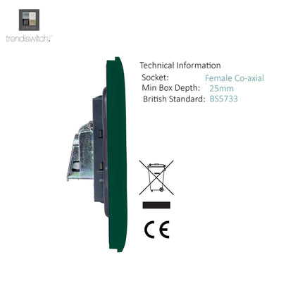 Trendi Switch 1 Gang Female Co-Axial Television Socket in Dark Forest Green