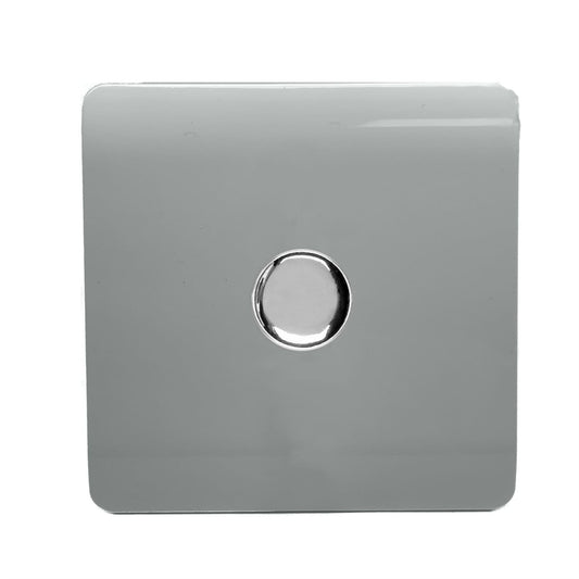 Trendi Switch 1 Gang 1 or 2 way 150w Rotary LED Dimmer Light Switchin Platinum Silver