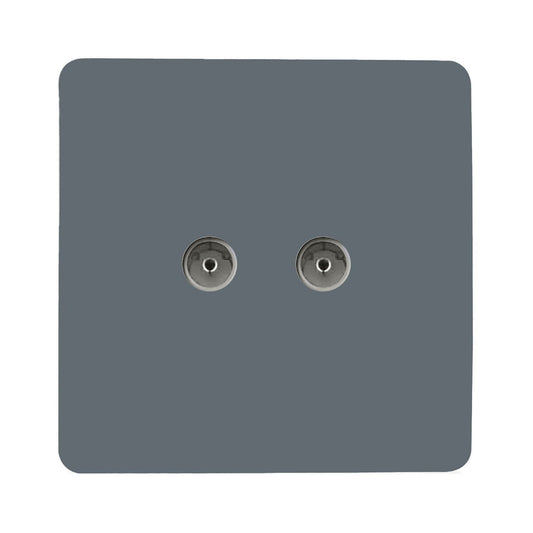 Trendi Switch 2 Gang Spare Faceplate For Co-Axial Modern Designer Television Socket in Warm Grey