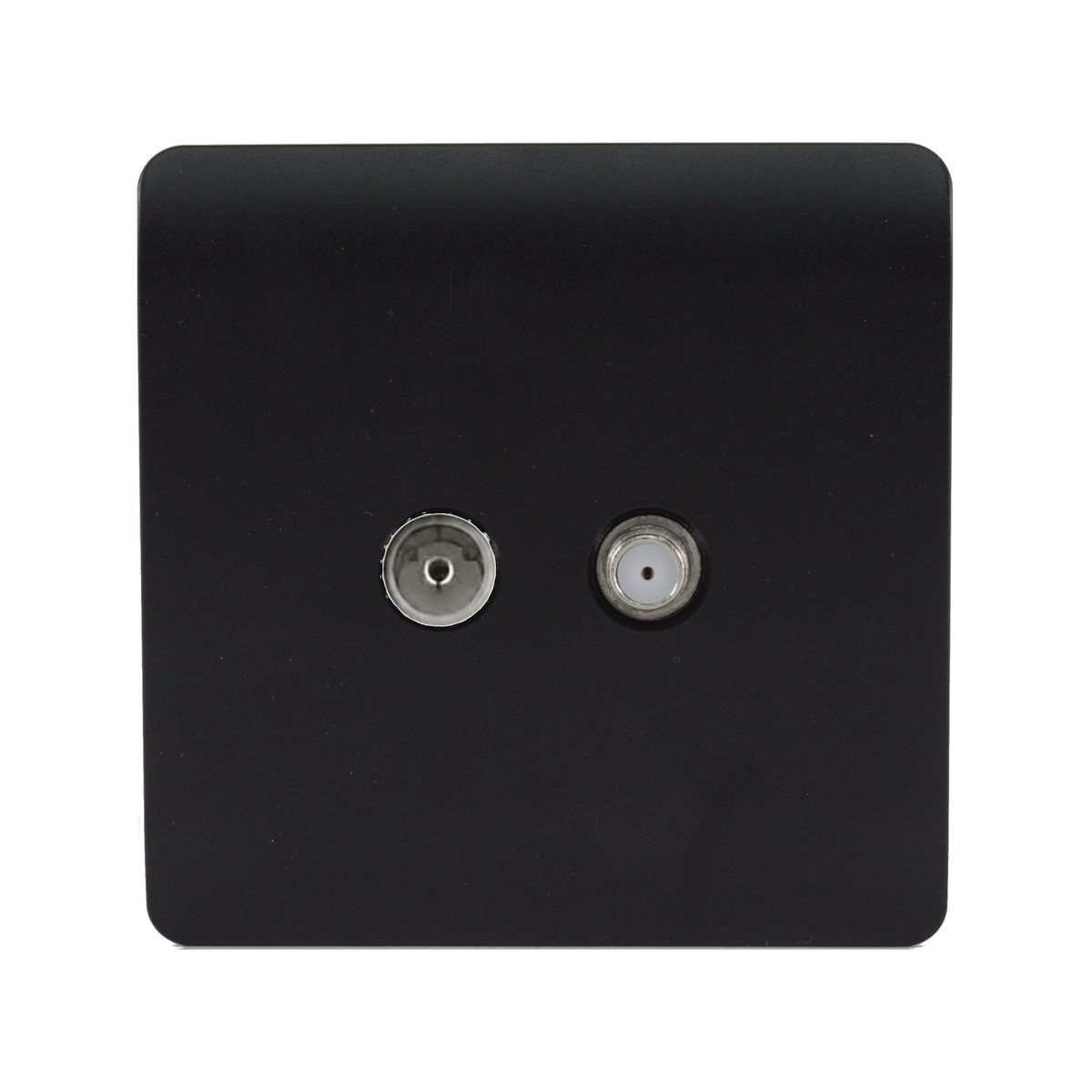 Trendi Switch TV Co-Axial & F-Type Satellite Socket in Matt Black